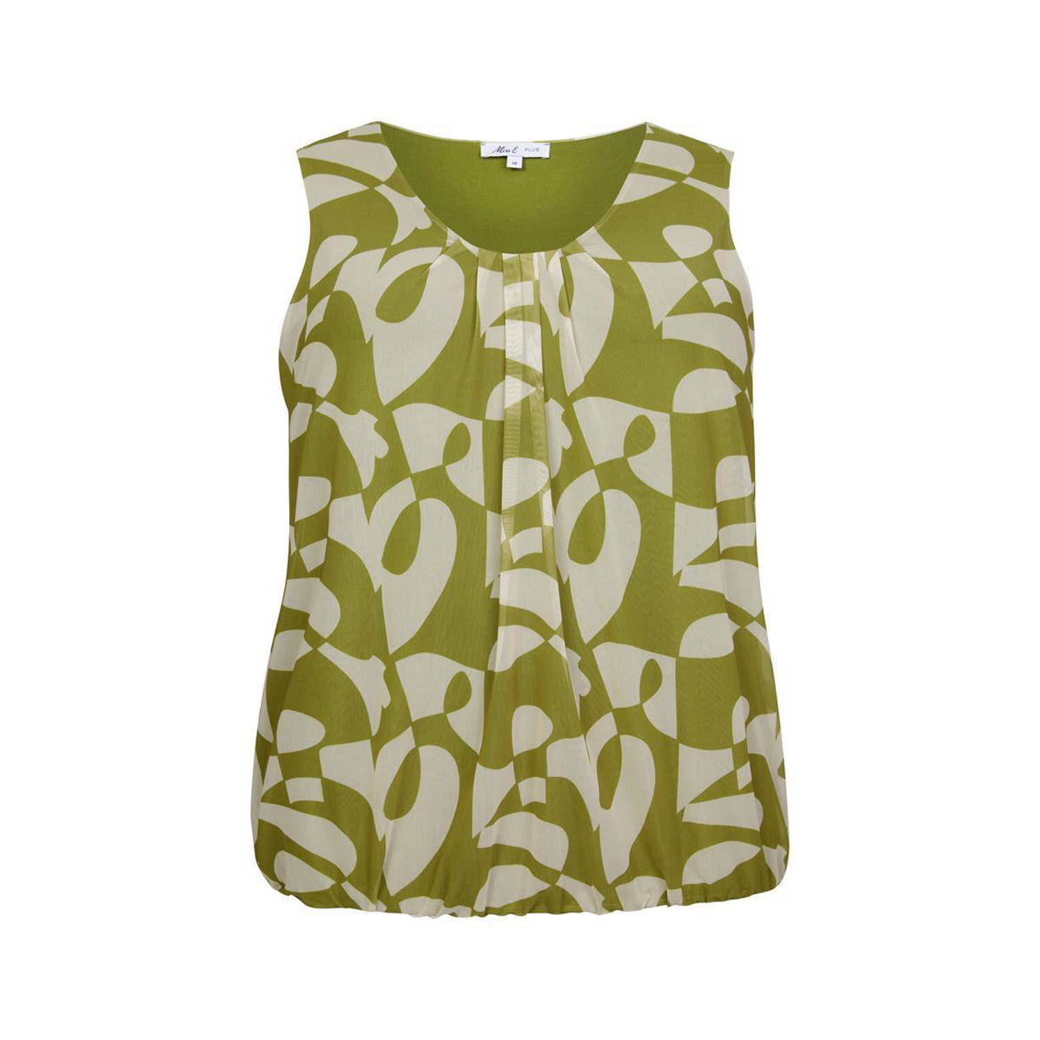 Miss Etam Plus top met all over print groen ecru