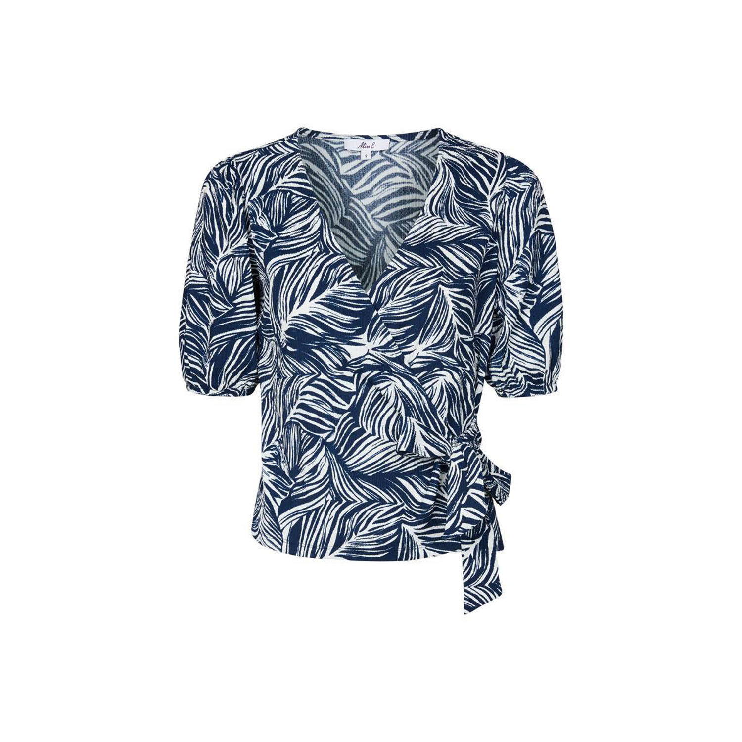 Miss Etam top met all over print blauw wit