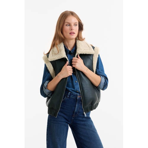 anytime imitatieleren gilet zwart afbeelding