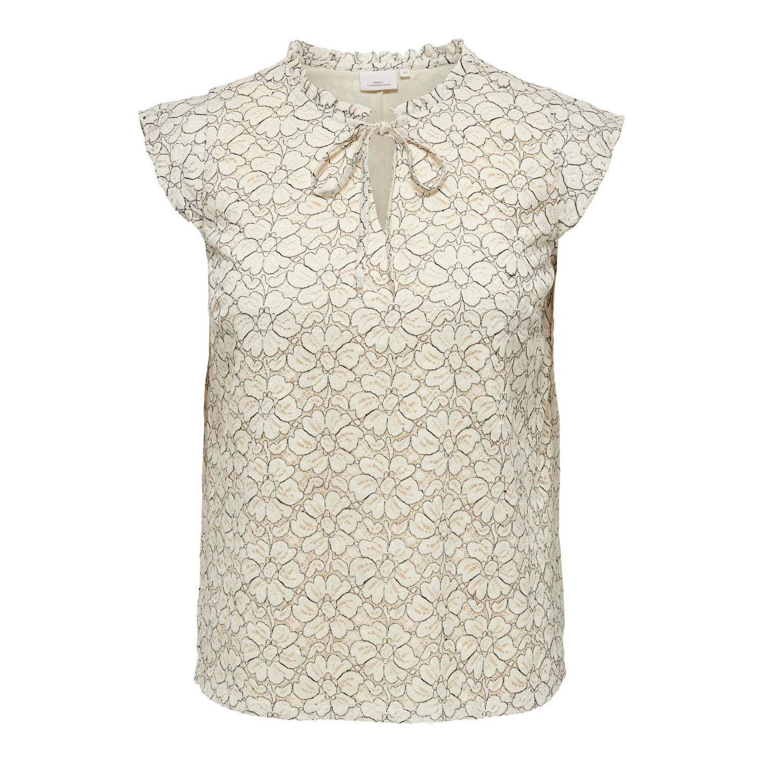Only Carmakoma Frill Top in Bone White Beige Dames