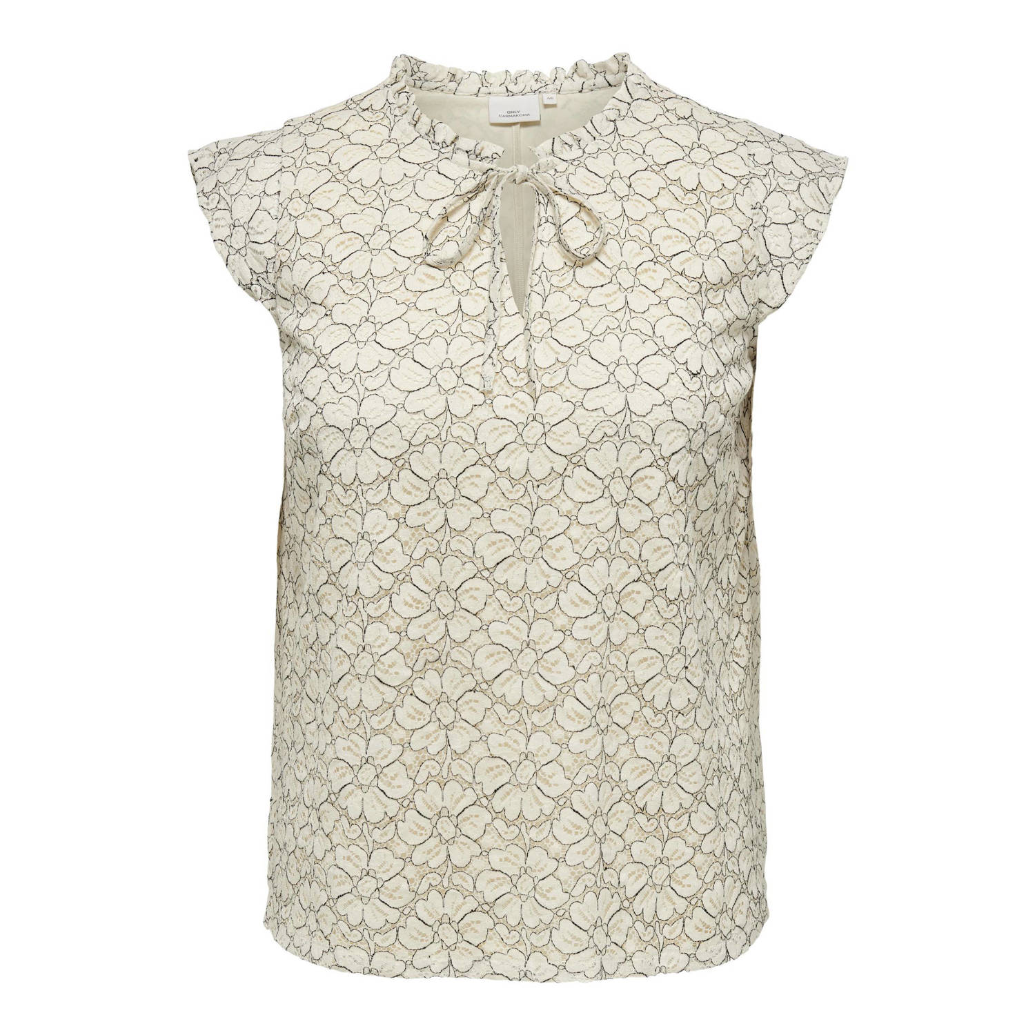Only Carmakoma Frill Top in Bone White Beige Dames