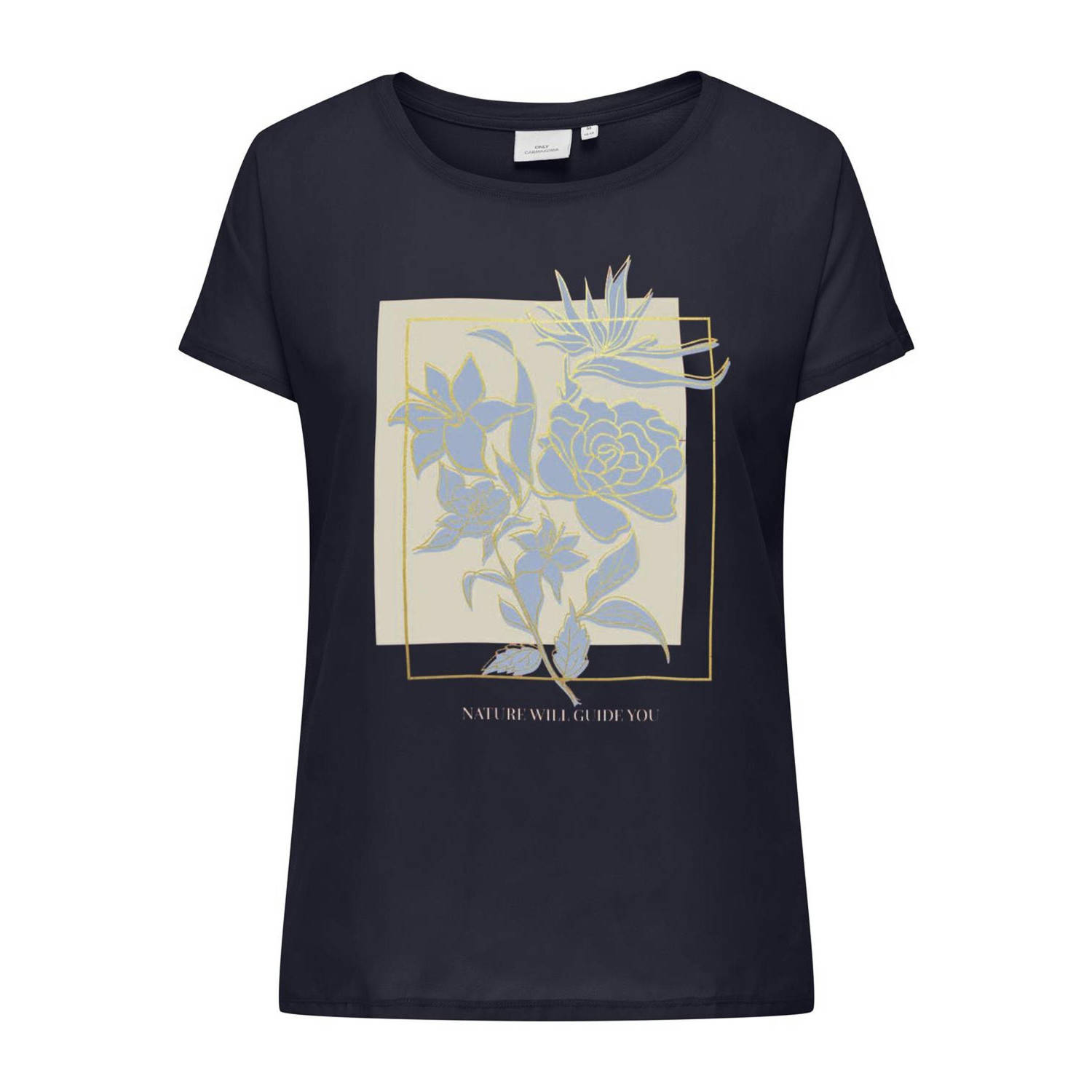 ONLY CARMAKOMA T-shirt CARKETTY met printopdruk donkerblauw