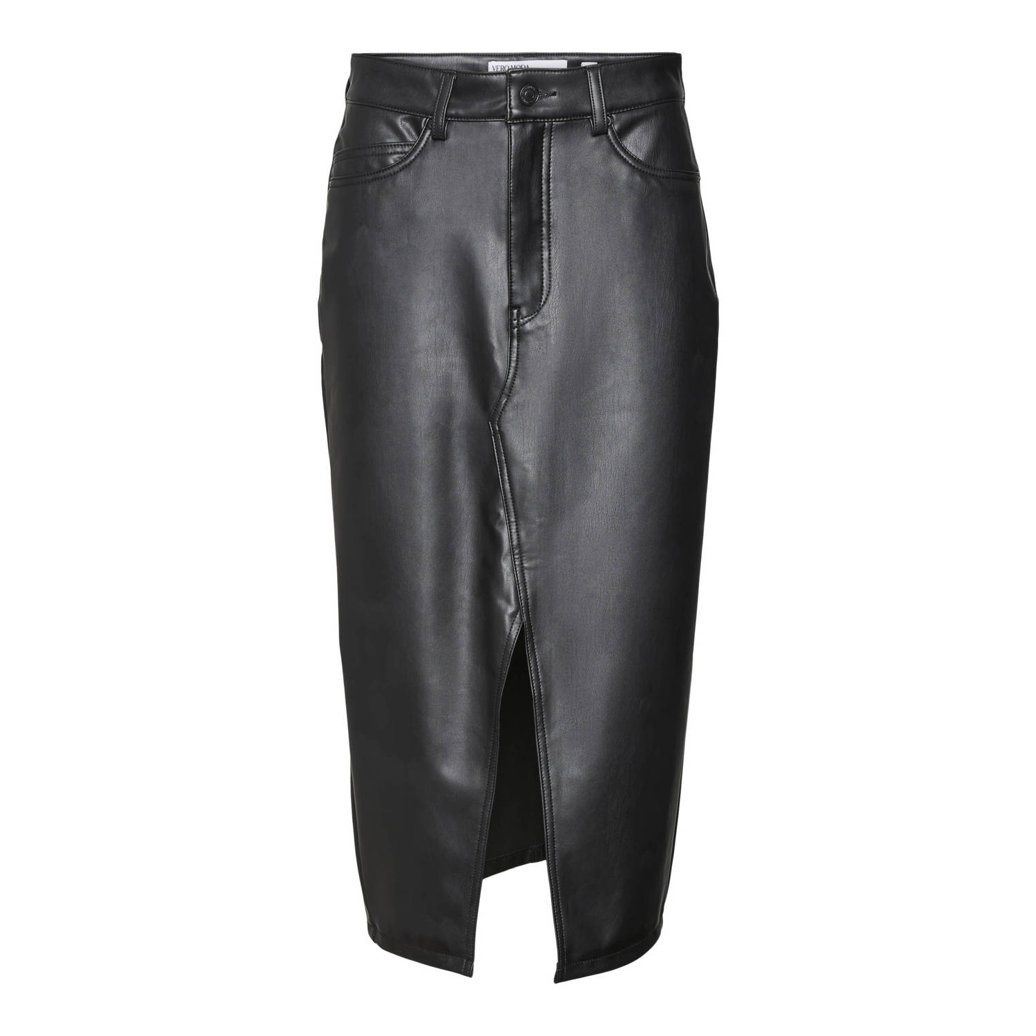 VERO MODA CURVE imitatieleren rok zwart