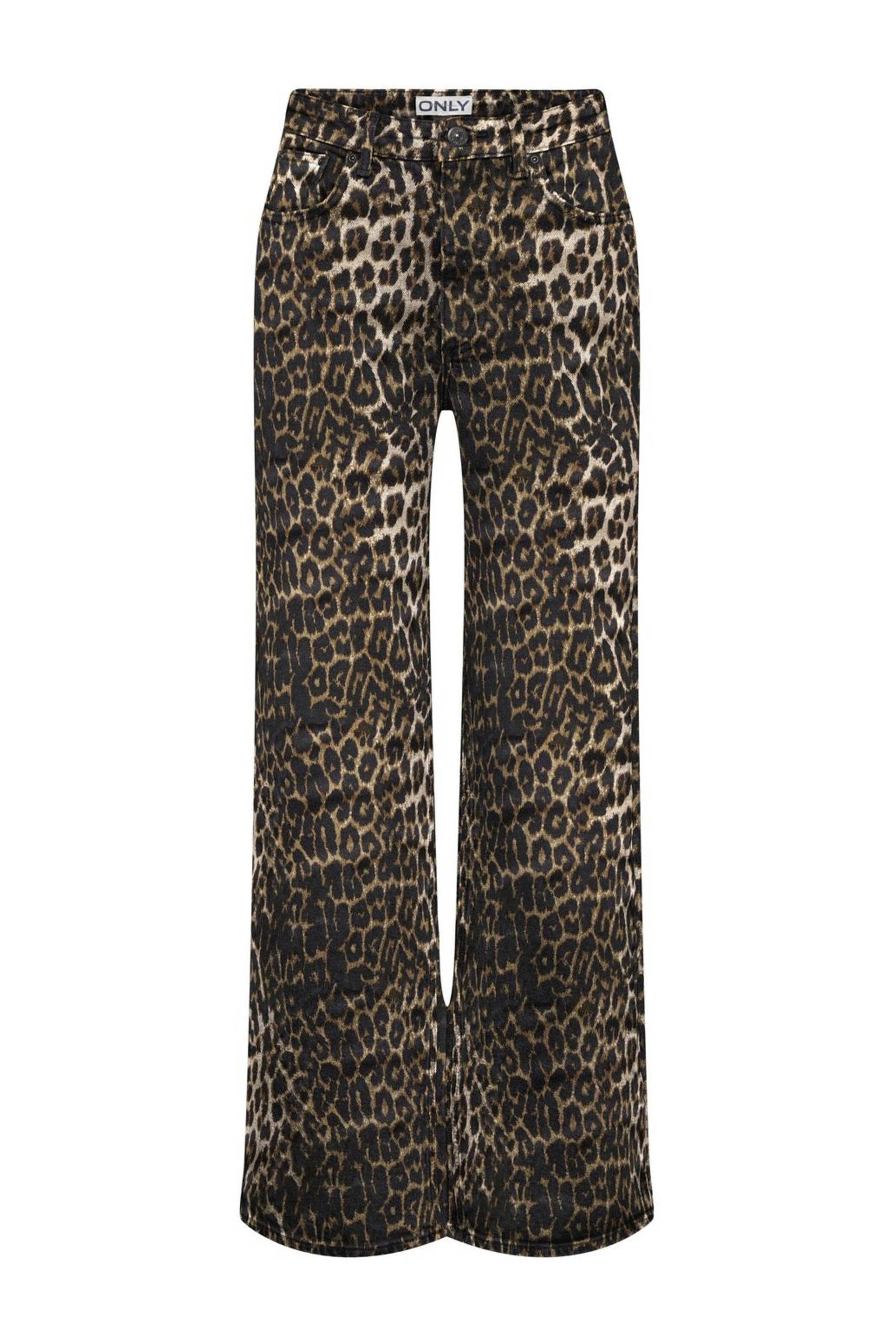 ONLY wide leg broek met panterprint bruin | wehkamp