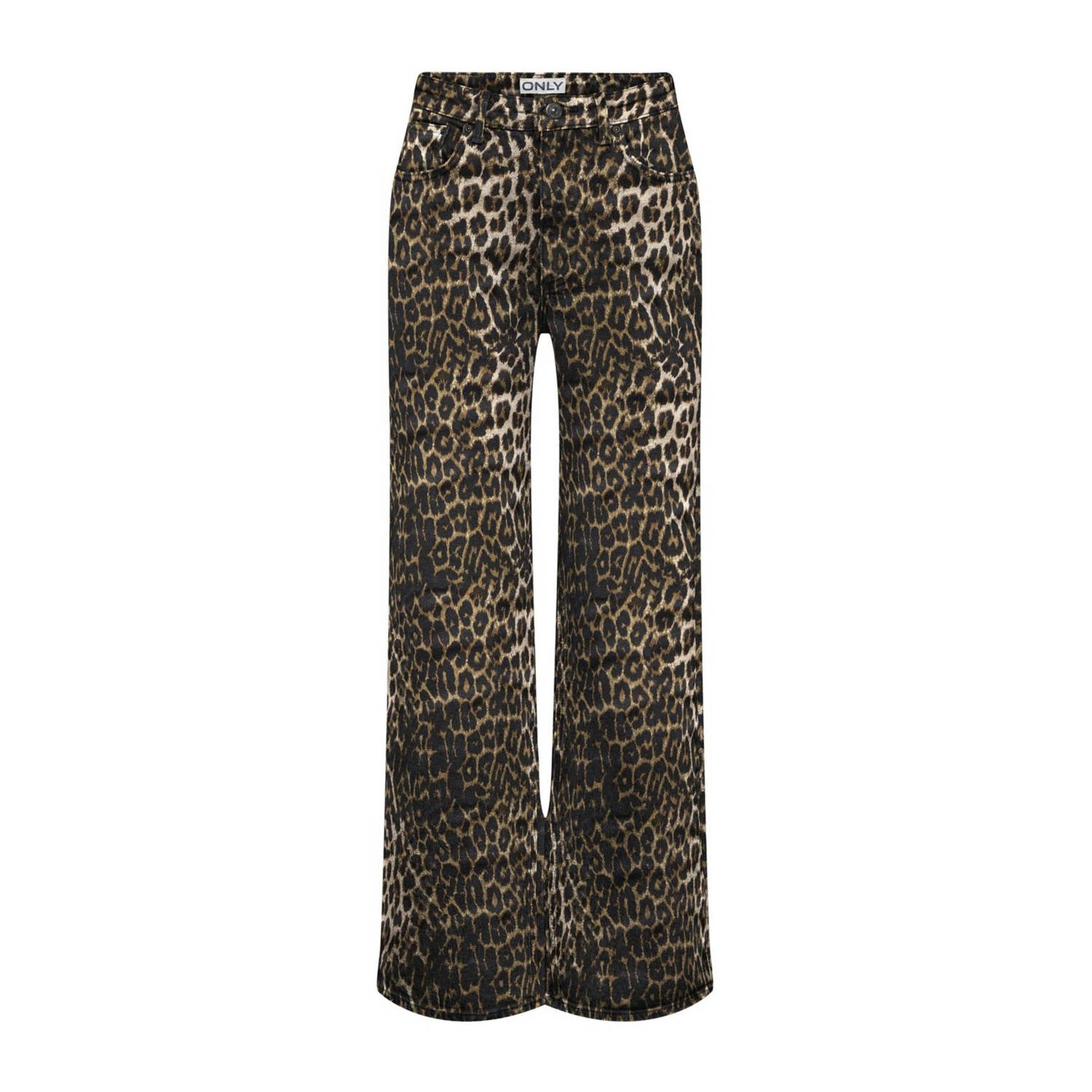 ONLY wide leg broek met panterprint bruin