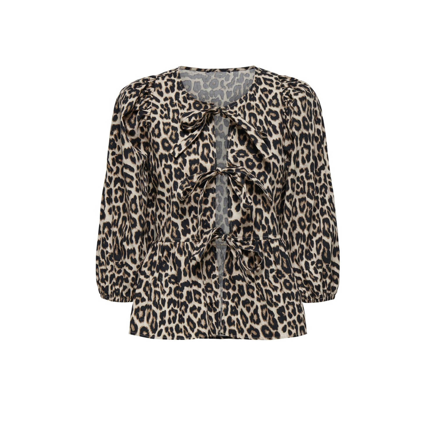 ONLY blousetop ONLCLARA met panterprint bruin zwart