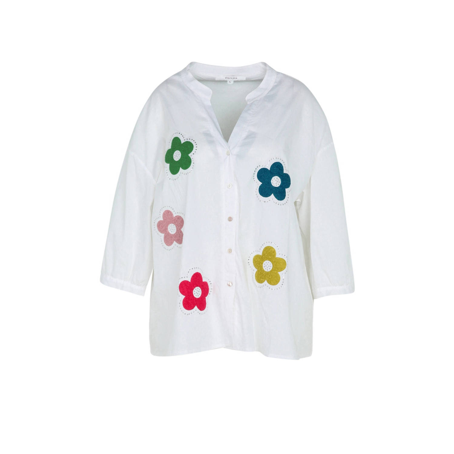 Paprika gebloemde blouse ecru