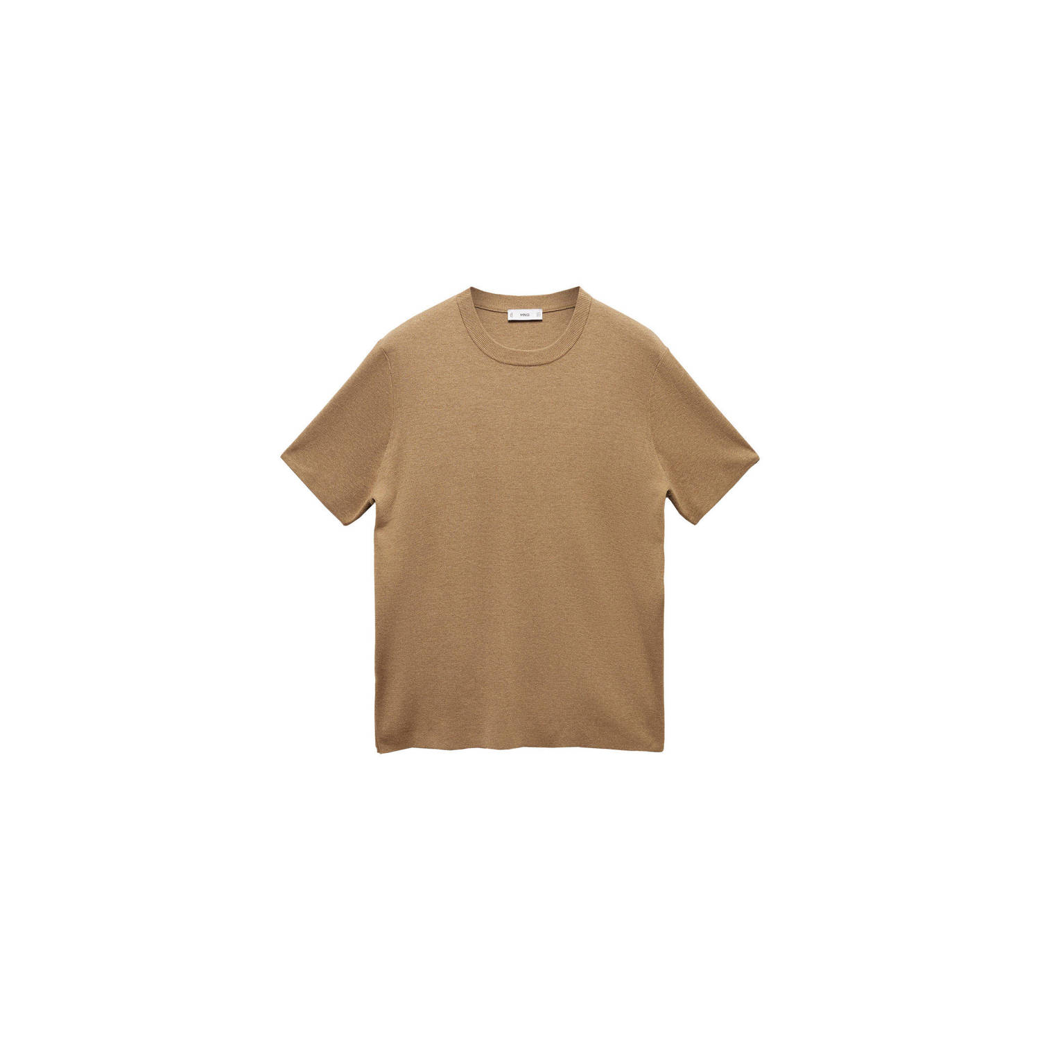 Mango Man fijngebreid T-shirt bruin