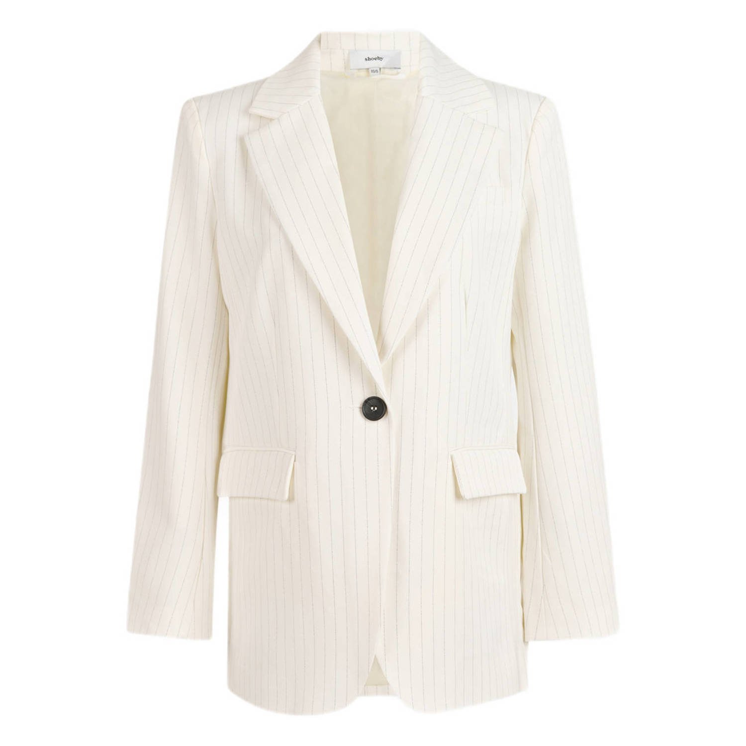Shoeby gestreepte oversized blazer ecru zwart