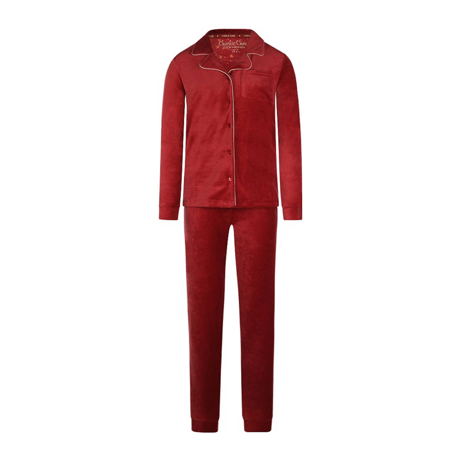 Charlie Choe fluwelen pyjama rood