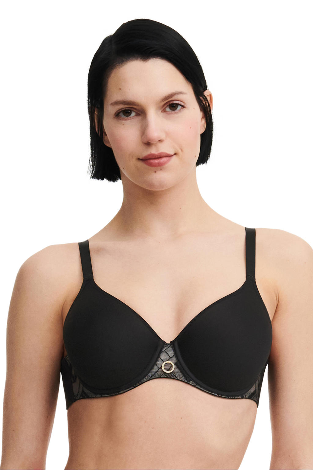 Chantelle voorgevormde T-shirt-bh met beugel Graphic Support zwart