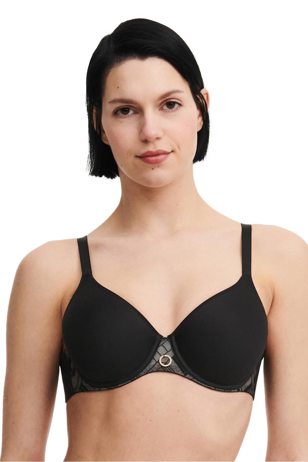 Chantelle voorgevormde T-shirt-bh met beugel Graphic Support zwart