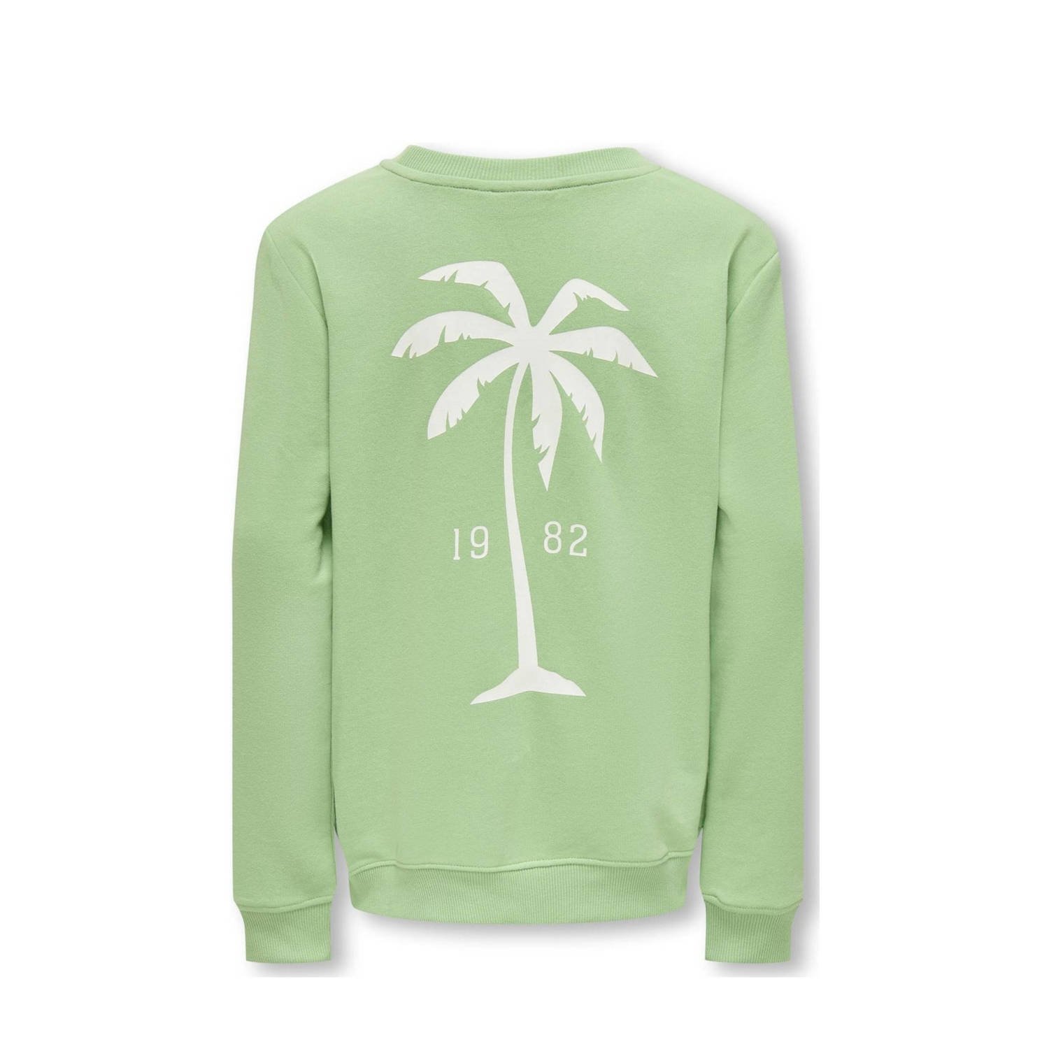 ONLY KIDS BOY sweater KOBHUGO met backprint frisgroen
