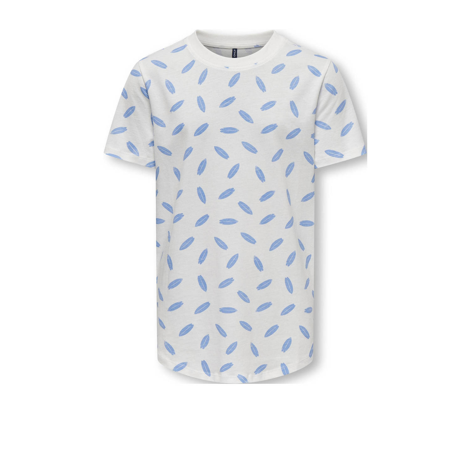 Only KIDS BOY T-shirt KOBADIS met all over print wit hemelsblauw Jongens Katoen Ronde hals 134 140