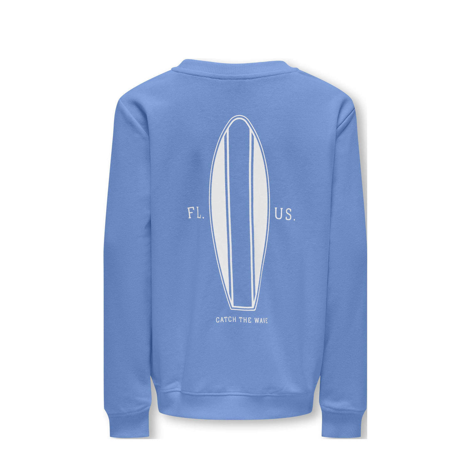 ONLY KIDS BOY sweater KOBHUGO met backprint hemelsblauw