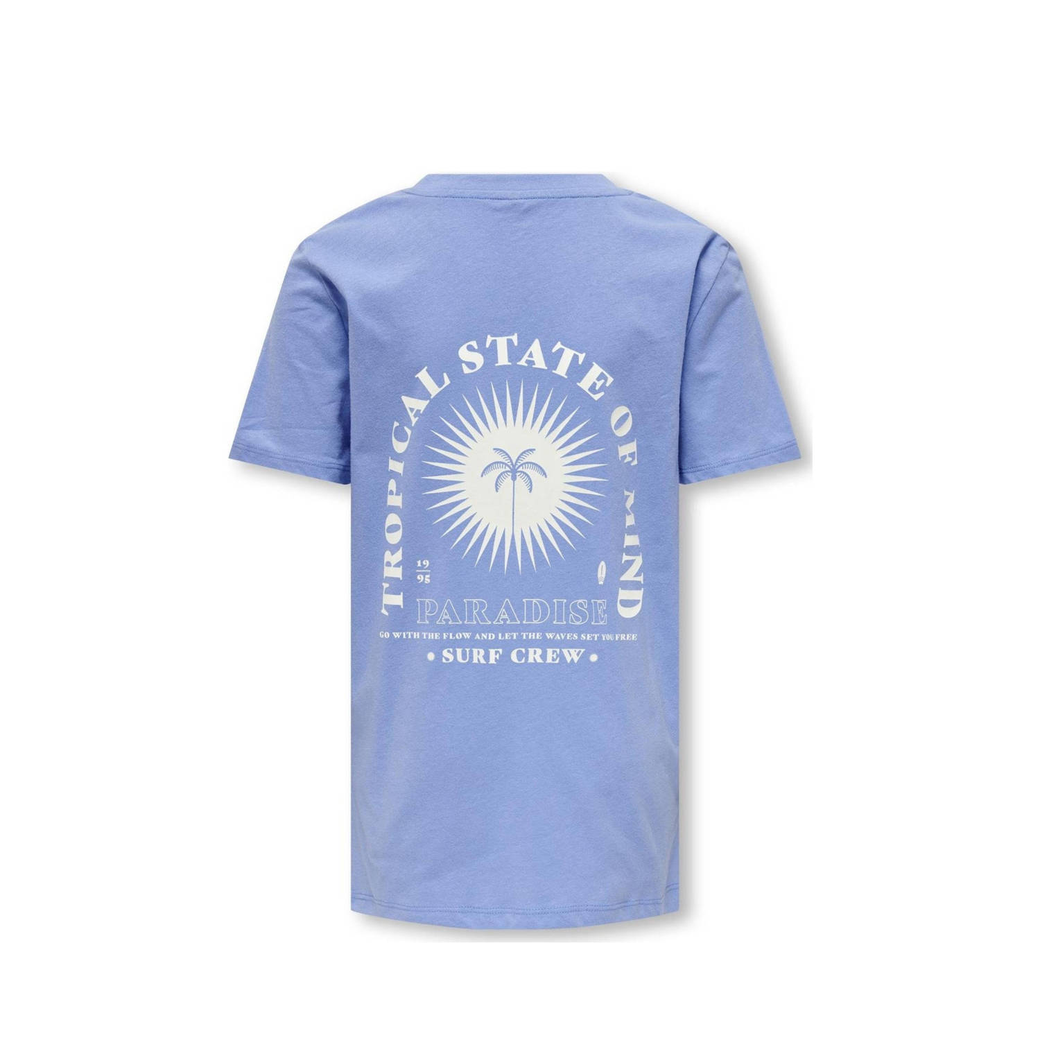 ONLY KIDS BOY T-shirt KOBMEENU met backprint hemelsblauw