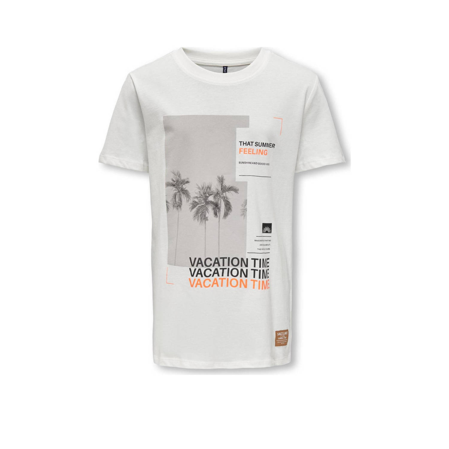 ONLY KIDS BOY T-shirt KOBCASSIUS met printopdruk offwhite