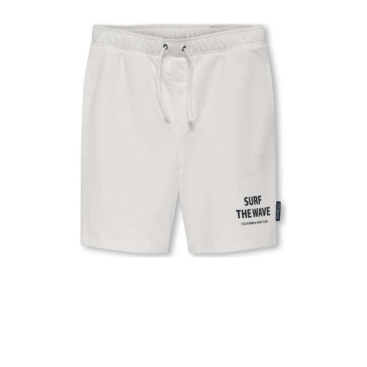 ONLY KIDS BOY sweatshort KOBFELIX met tekst wit