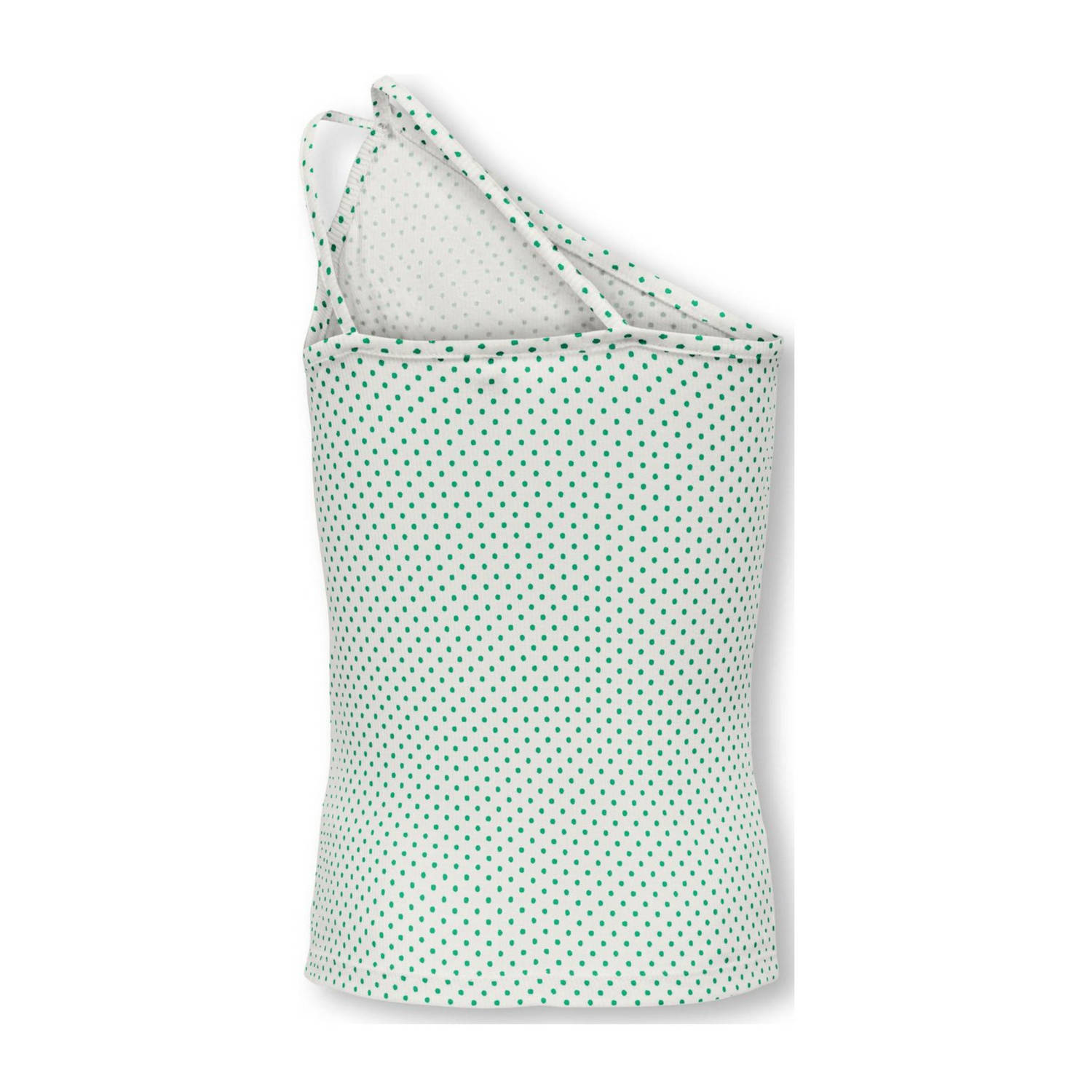 ONLY KIDS GIRL one shoulder top KOGVIOLA met stippen wit groen