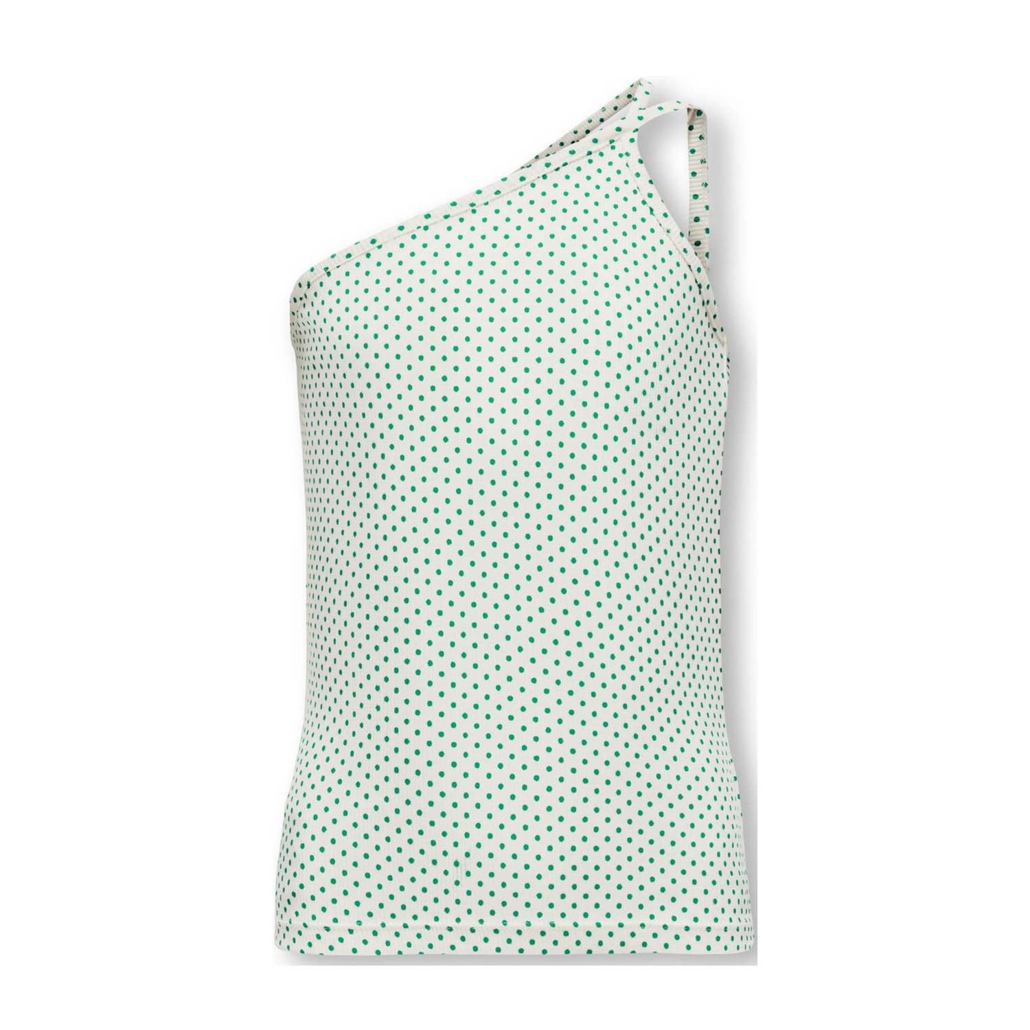 Only KIDS GIRL one shoulder top KOGVIOLA met stippen wit groen Stip 134 140