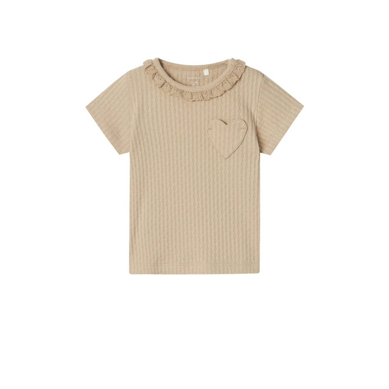 Name it BABY T-shirt NBFJILISE zand Beige Meisjes Katoen Ronde hals 56