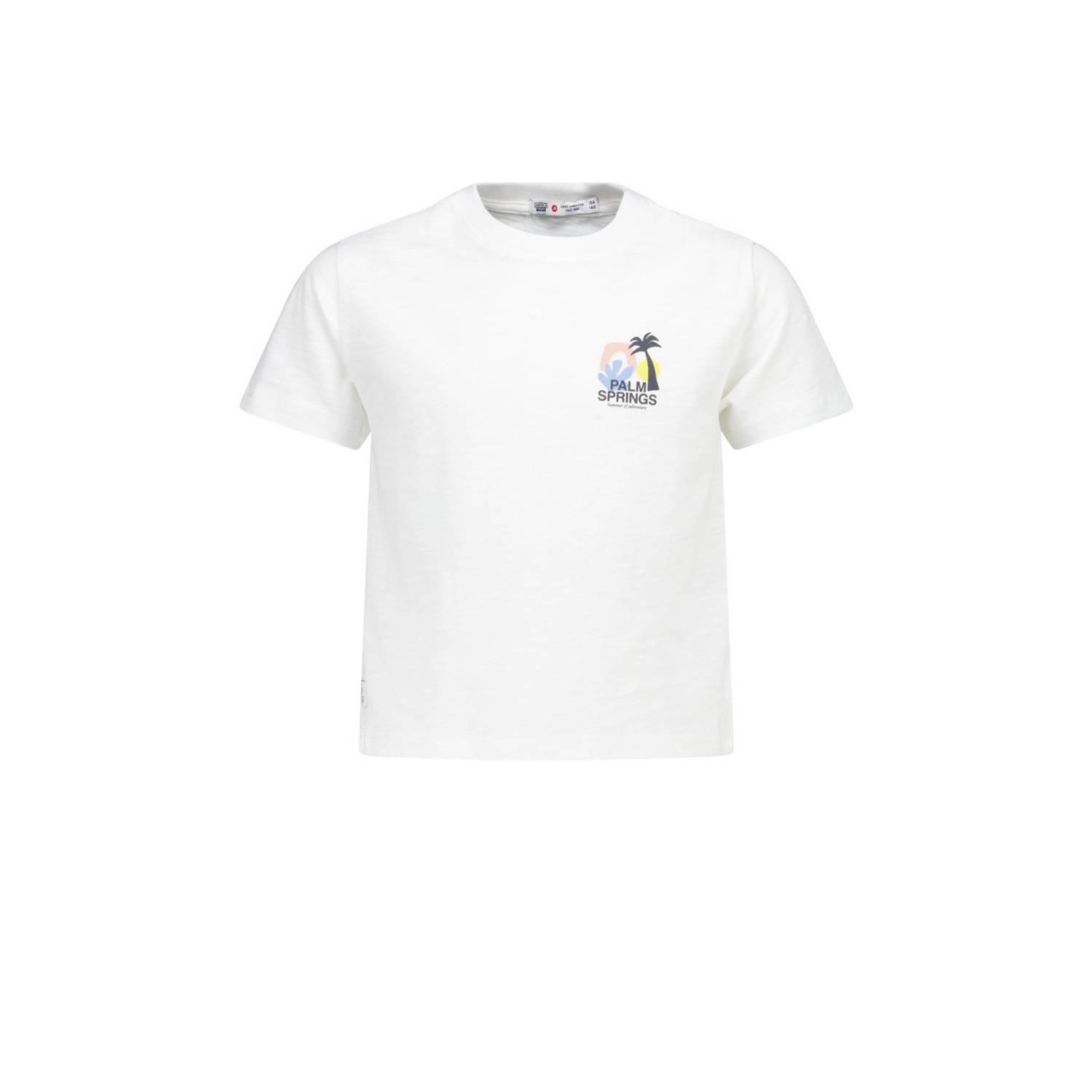 America Today T-shirt met borstopdruk wit Meisjes Katoen Ronde hals Backprint 122 128