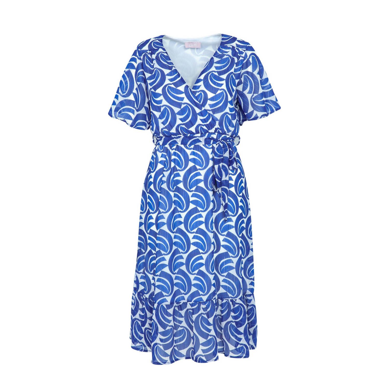 Cassis jurk met all over print blauw wit