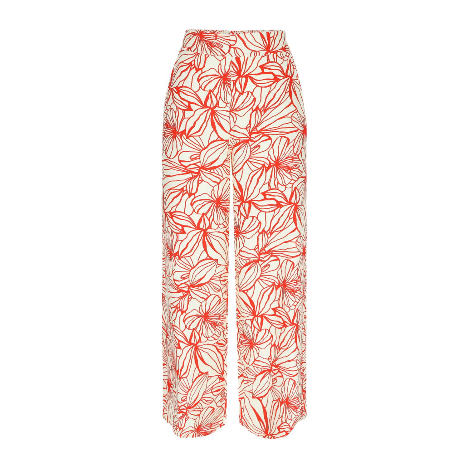 LOLALIZA wide leg broek met all over print rood ecru