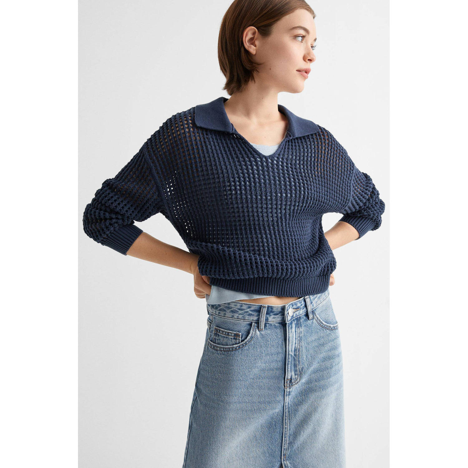 Mango Kids spijkerrok changeant blauw
