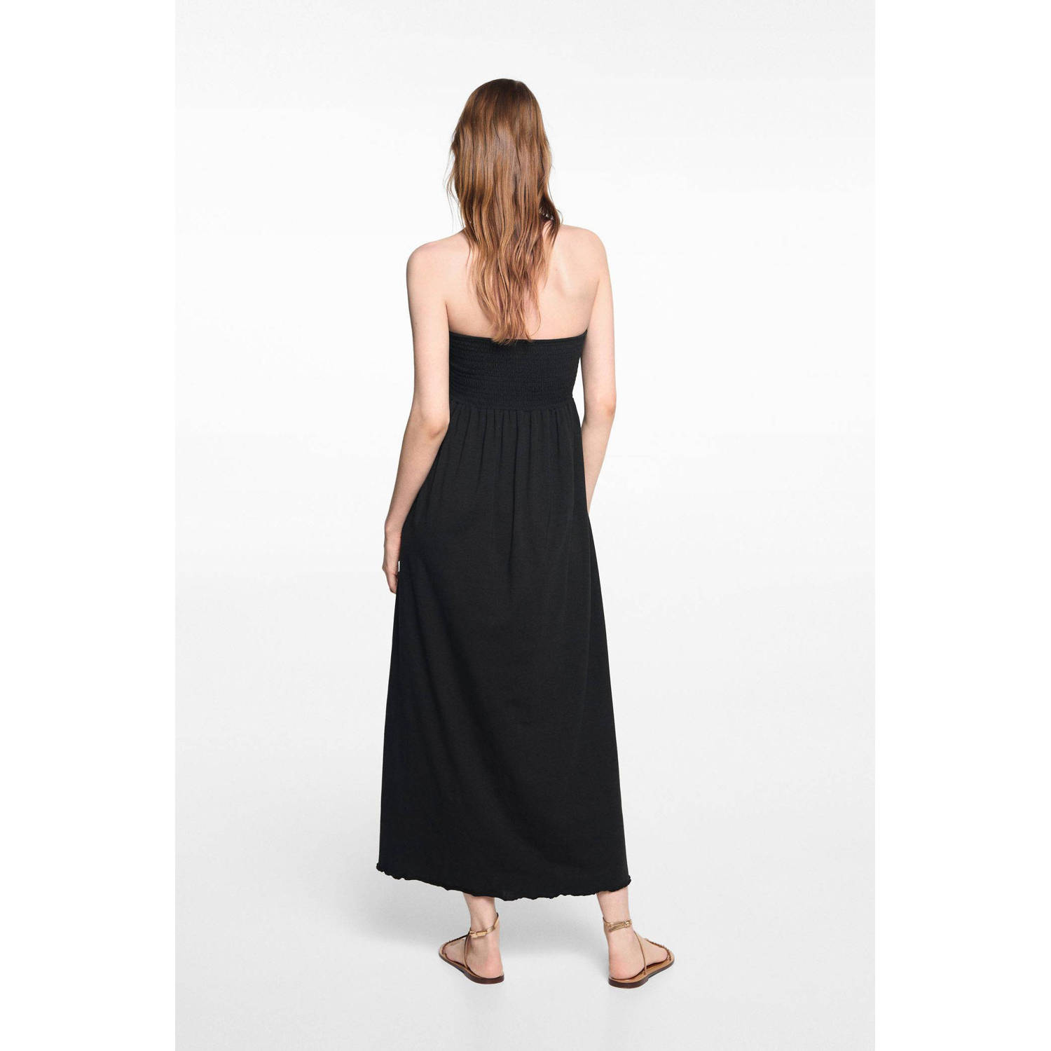 Mango Kids off shoulder maxi jurk zwart