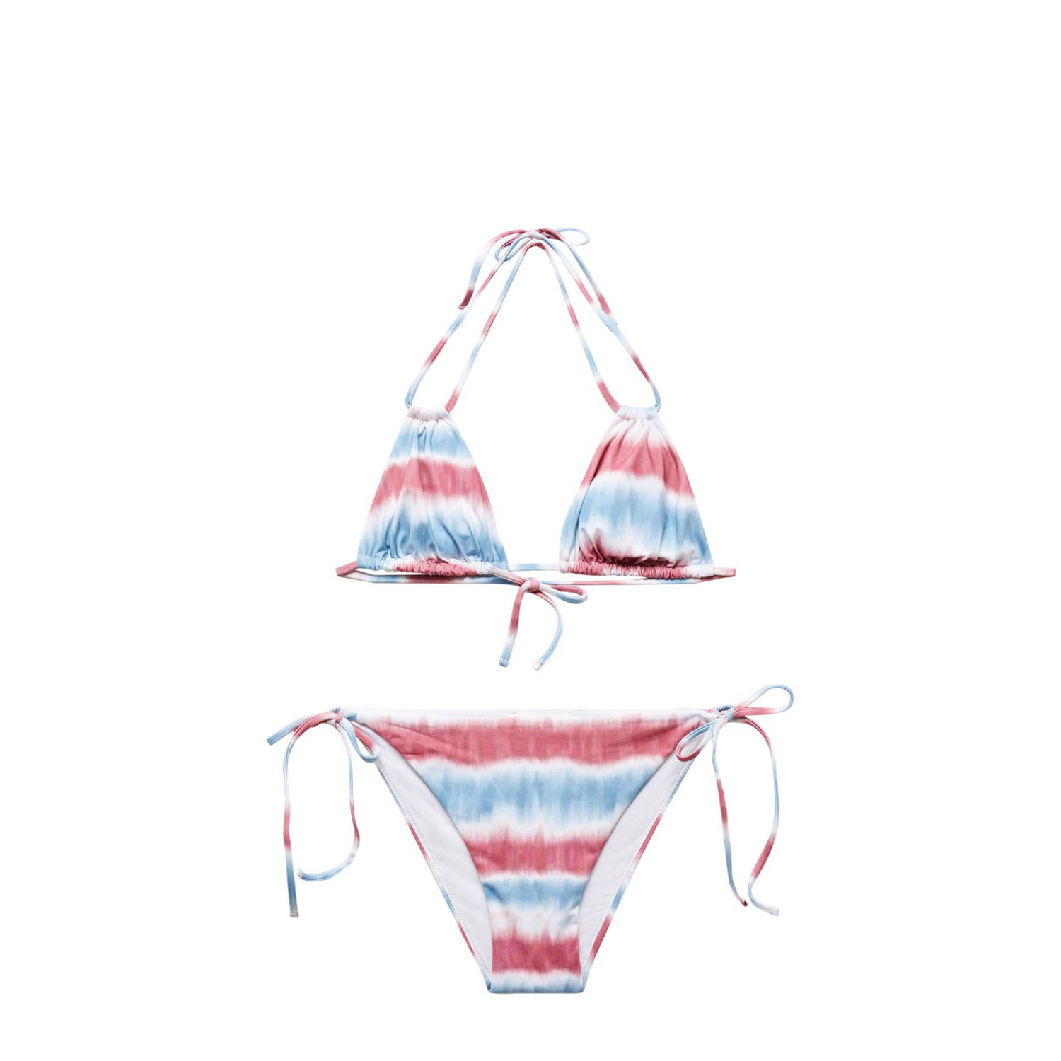 Mango Kids triangel bikini rood blauw wit Meisjes Polyester Streep 152(XXS)