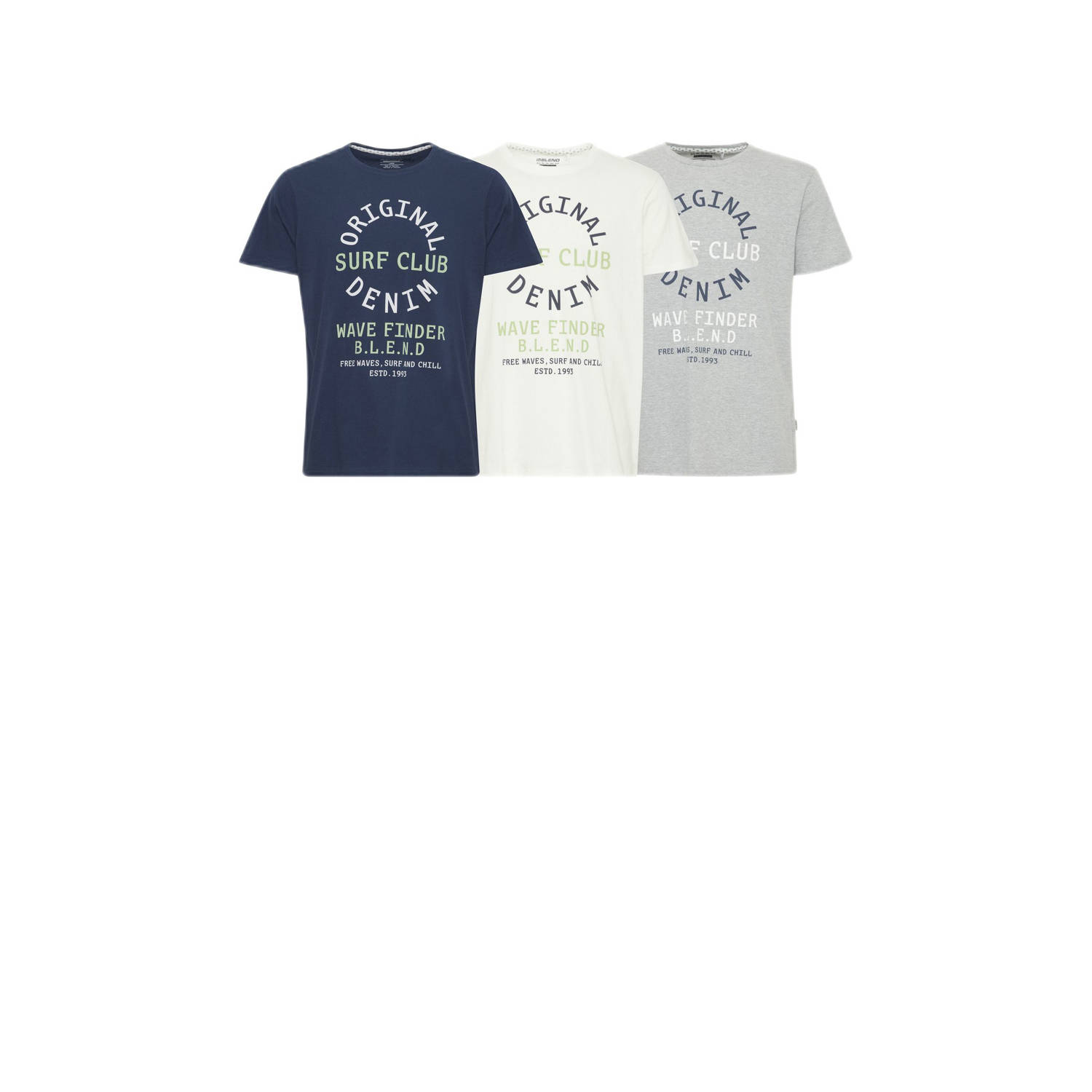 Blend regular fit T-shirt met printopdruk (set van 3)