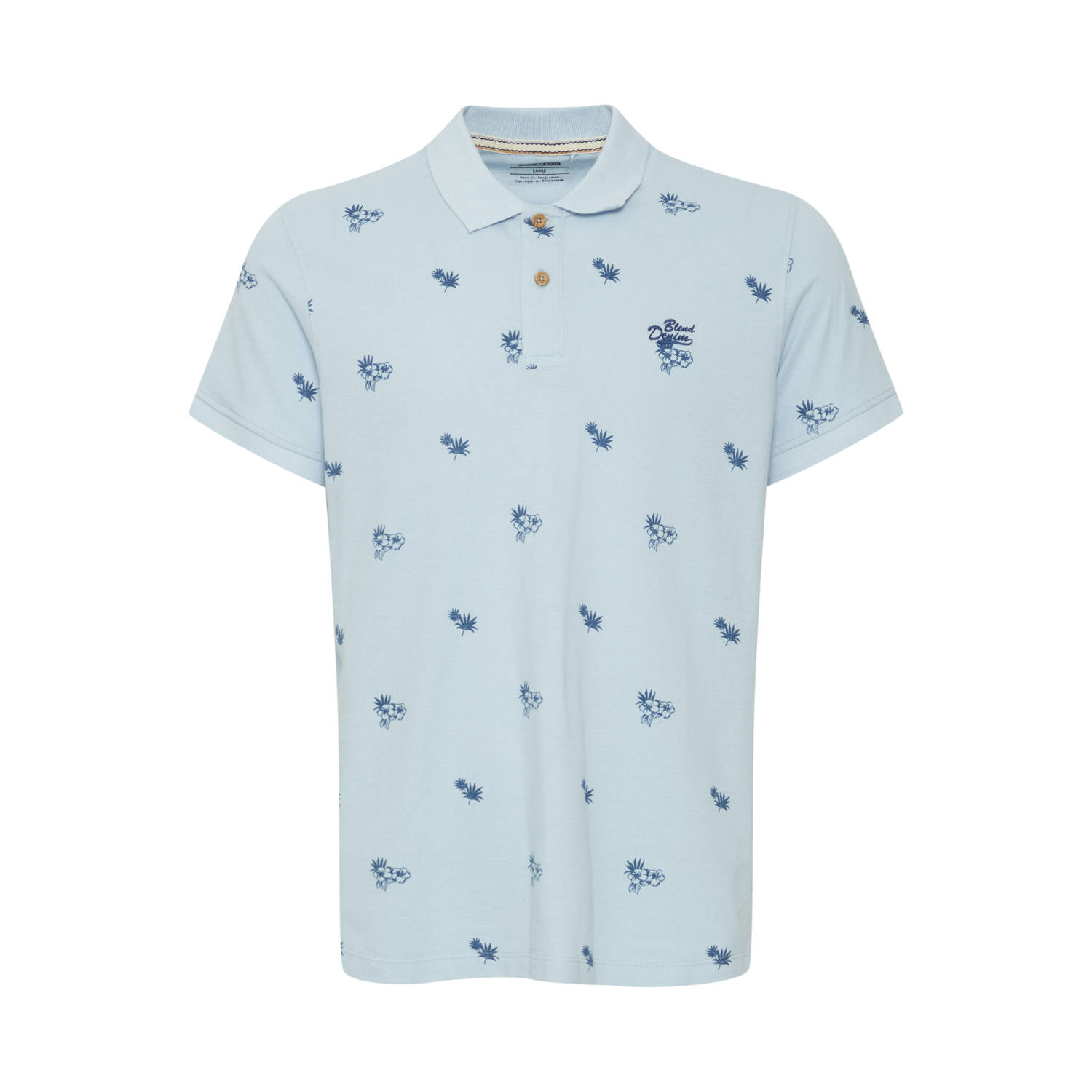 Blend polo met all over print cashmere blue
