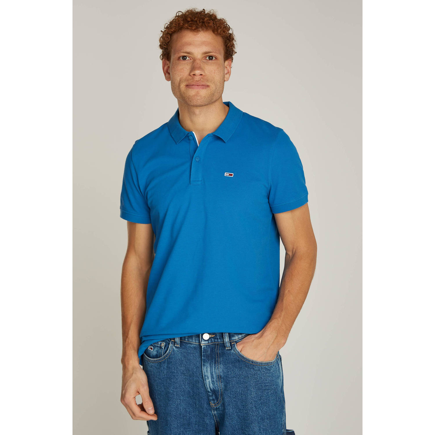 Tommy Jeans Plus Poloshirt TJM SLIM PLACKET POLO EXT Grote maten met logo-borduurwerk