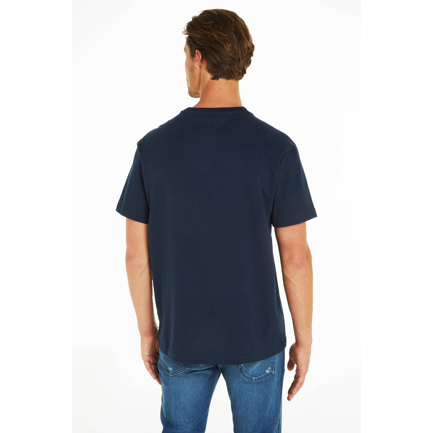 Tommy Jeans T-shirt Reg met printopdruk en borduursels dark night navy