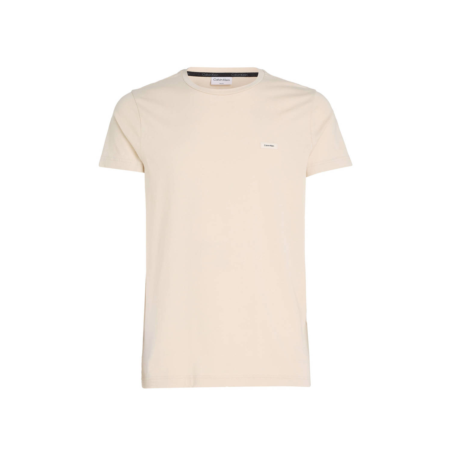 Calvin Klein Stretch Basic T-shirt Beige Ronde Hals Beige Heren