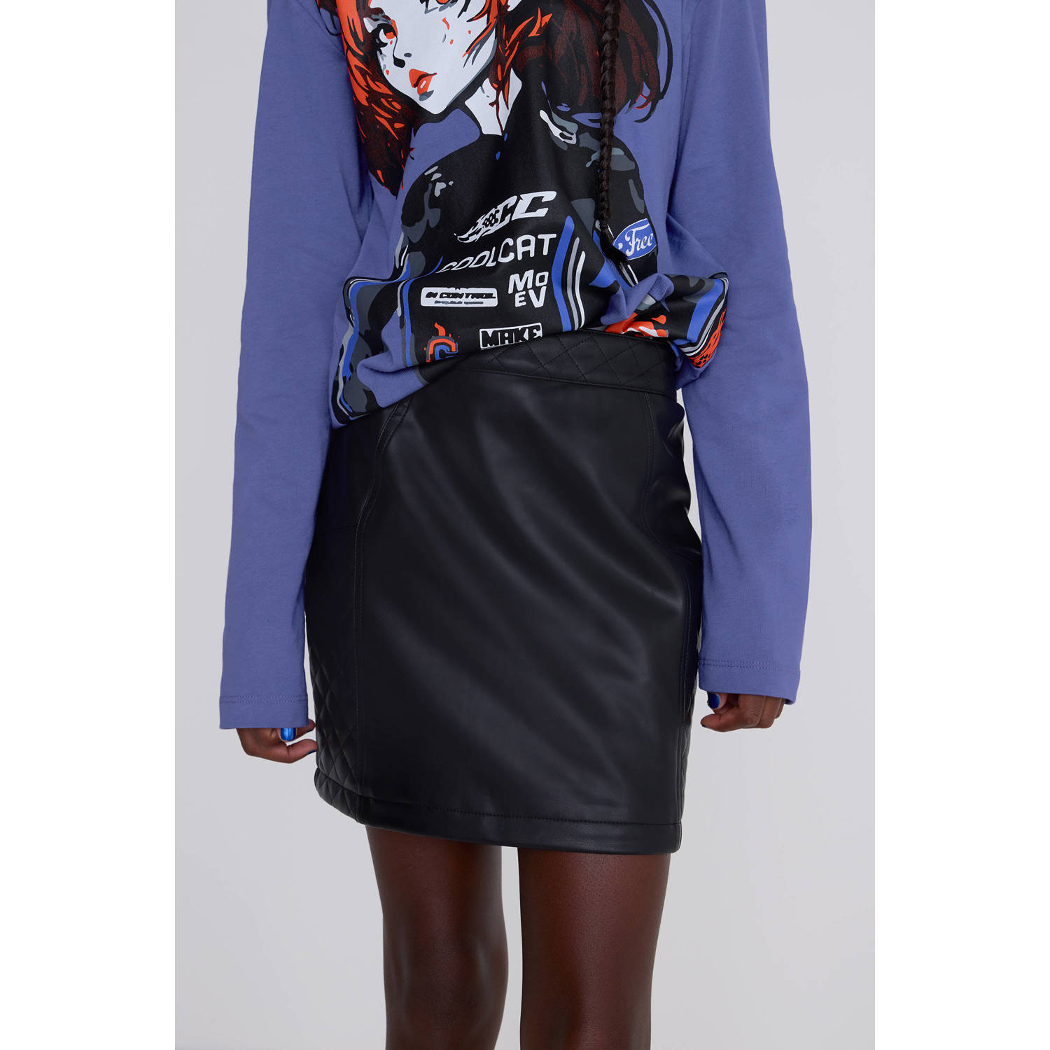 Coolcat Imitatieleren Rok Mylo met fancy stiksels