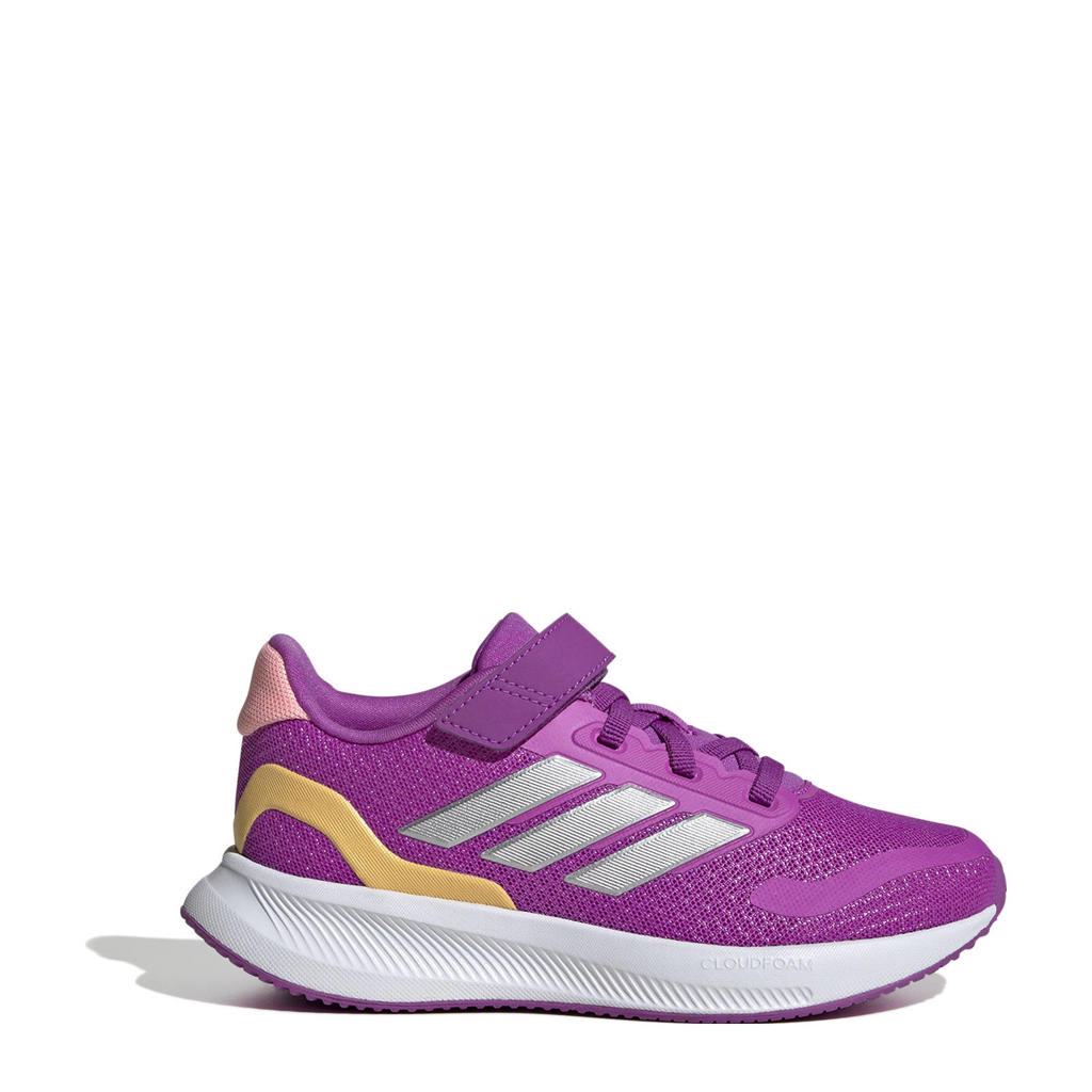 Paars, zilver en gele jongens en meisjes adidas Sportswear Runfalcon 5 sneakers van leer/voering: mesh/voetbed: eva met elastische veter- met klittenbandsluiting