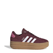 thumbnail: Donkerrood en witte jongens en meisjes adidas Sportswear VL Court Bold suède sneakers met chunky hak en veters