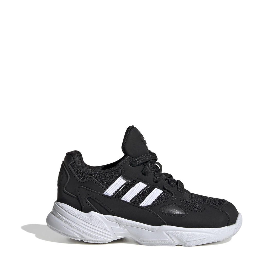 Zwart en witte jongens en meisjes adidas Originals Falcon sneakers van mesh-pu/voering: mesh/voetbed: eva met elastische veters