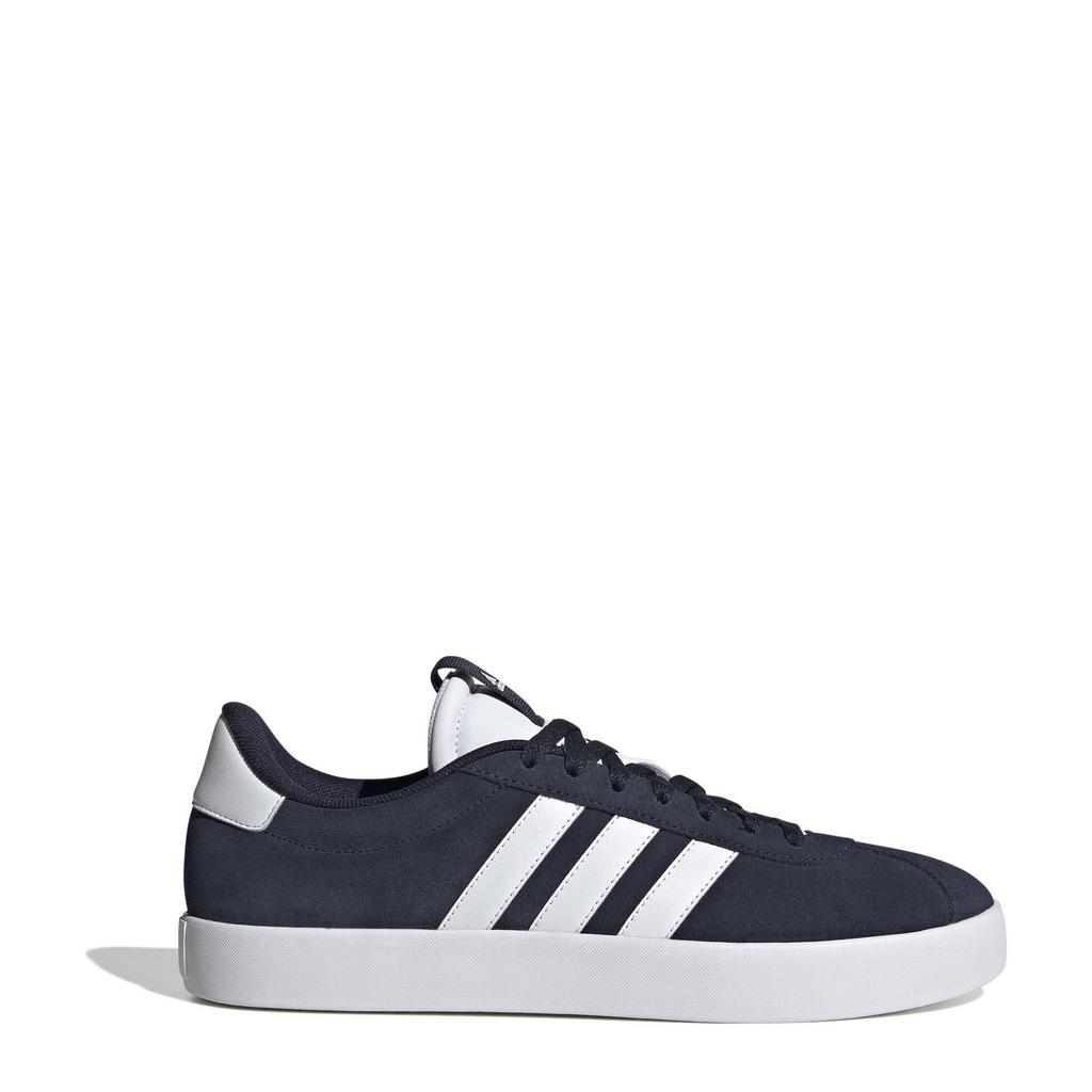 Donkerblauw en witte heren adidas Sportswear VL Court 3.0 sneakers van suède met veters