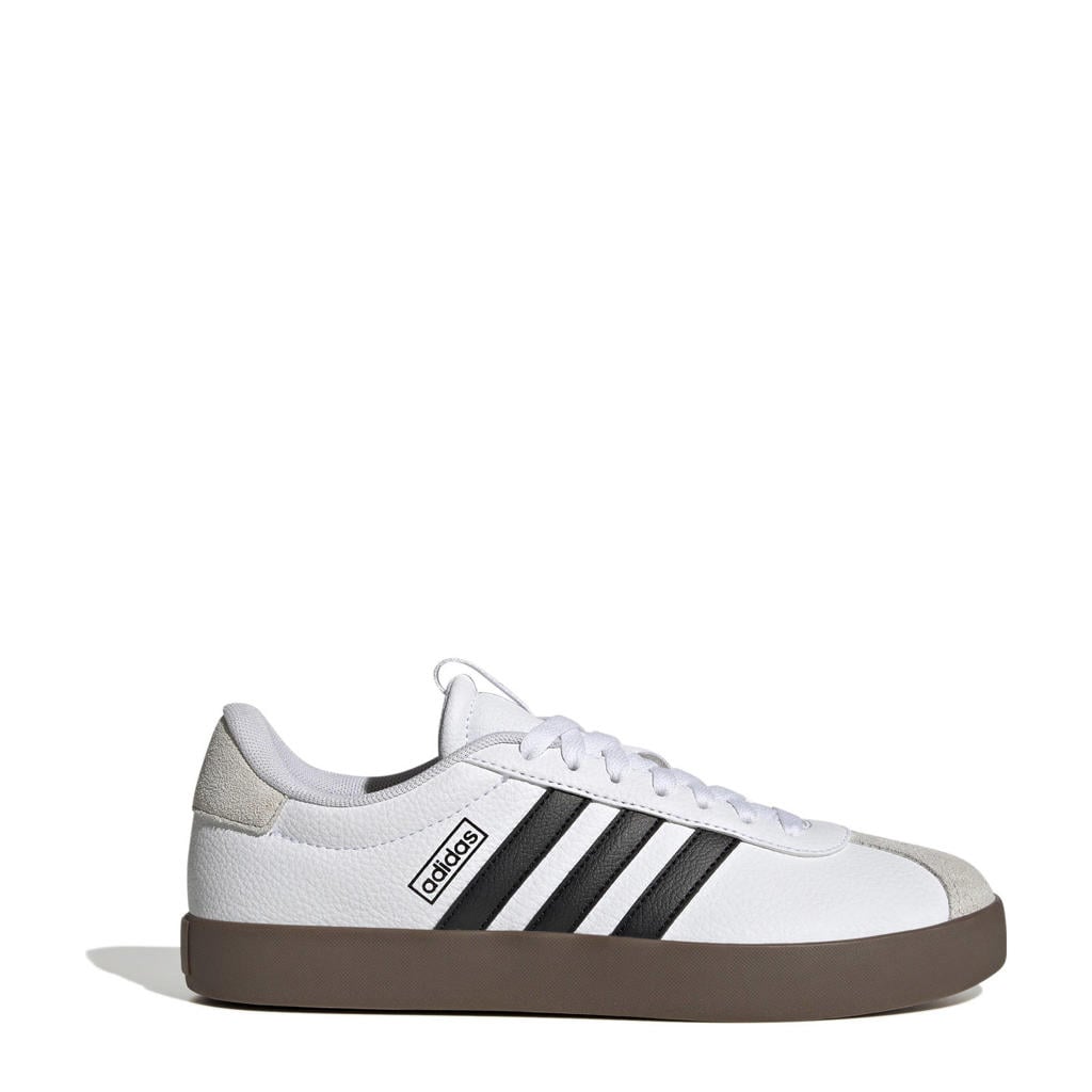 Wit, zwart en grijze dames adidas Sportswear VL Court 3.0 sneakers van imitatieleer/voering: mesh/voetbed: eva met veters