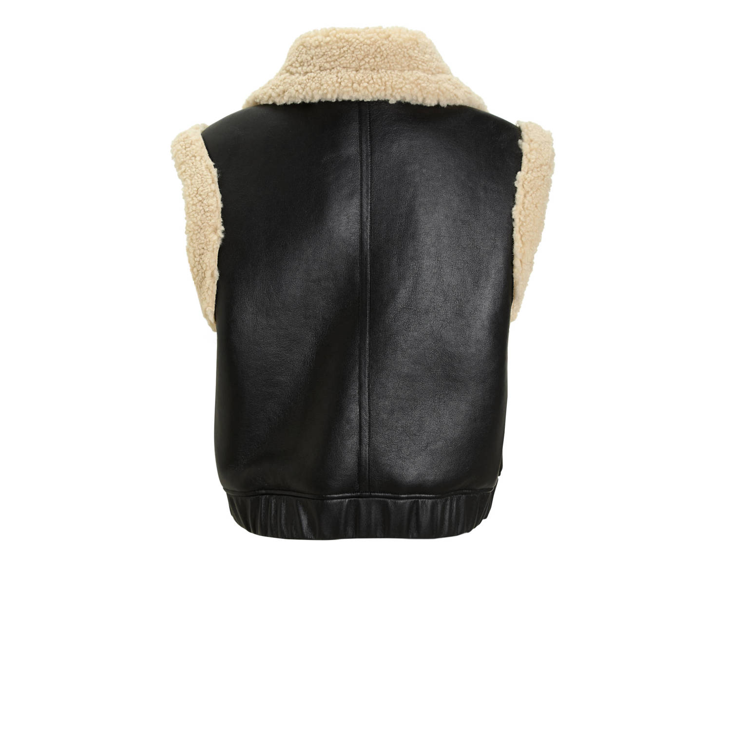 anytime imitatieleren gilet zwart