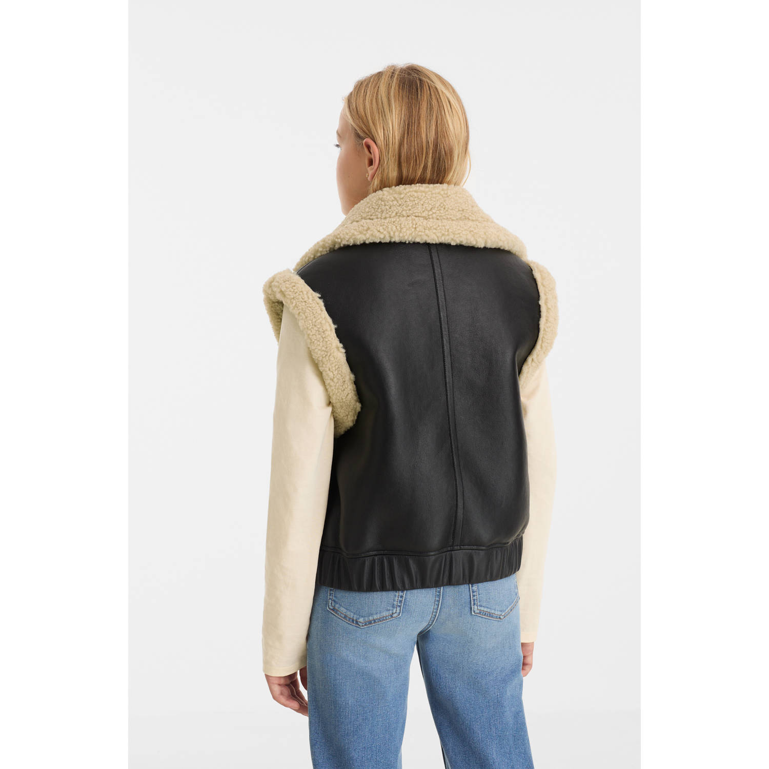anytime imitatieleren gilet zwart