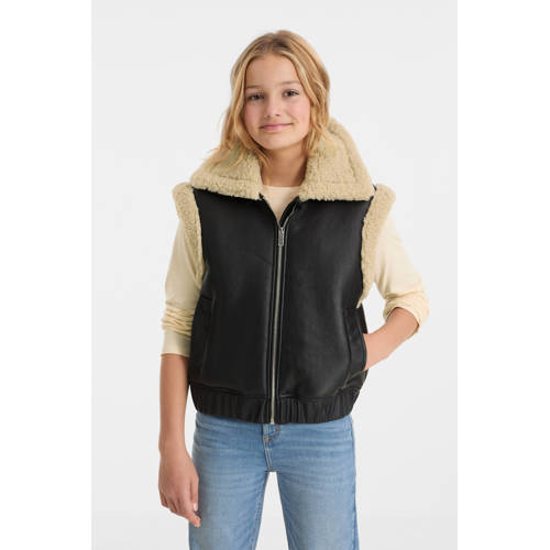 anytime imitatieleren gilet zwart afbeelding