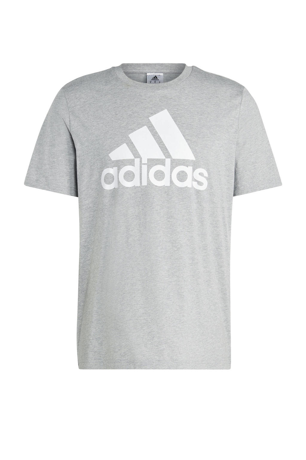 Grijze heren adidas Sportswear T-shirt van katoen met logo dessin, korte mouwen en ronde hals