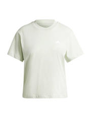 thumbnail: Lichtgroene dames adidas Sportswear T-shirt van katoen met effen, korte mouwen en ronde hals