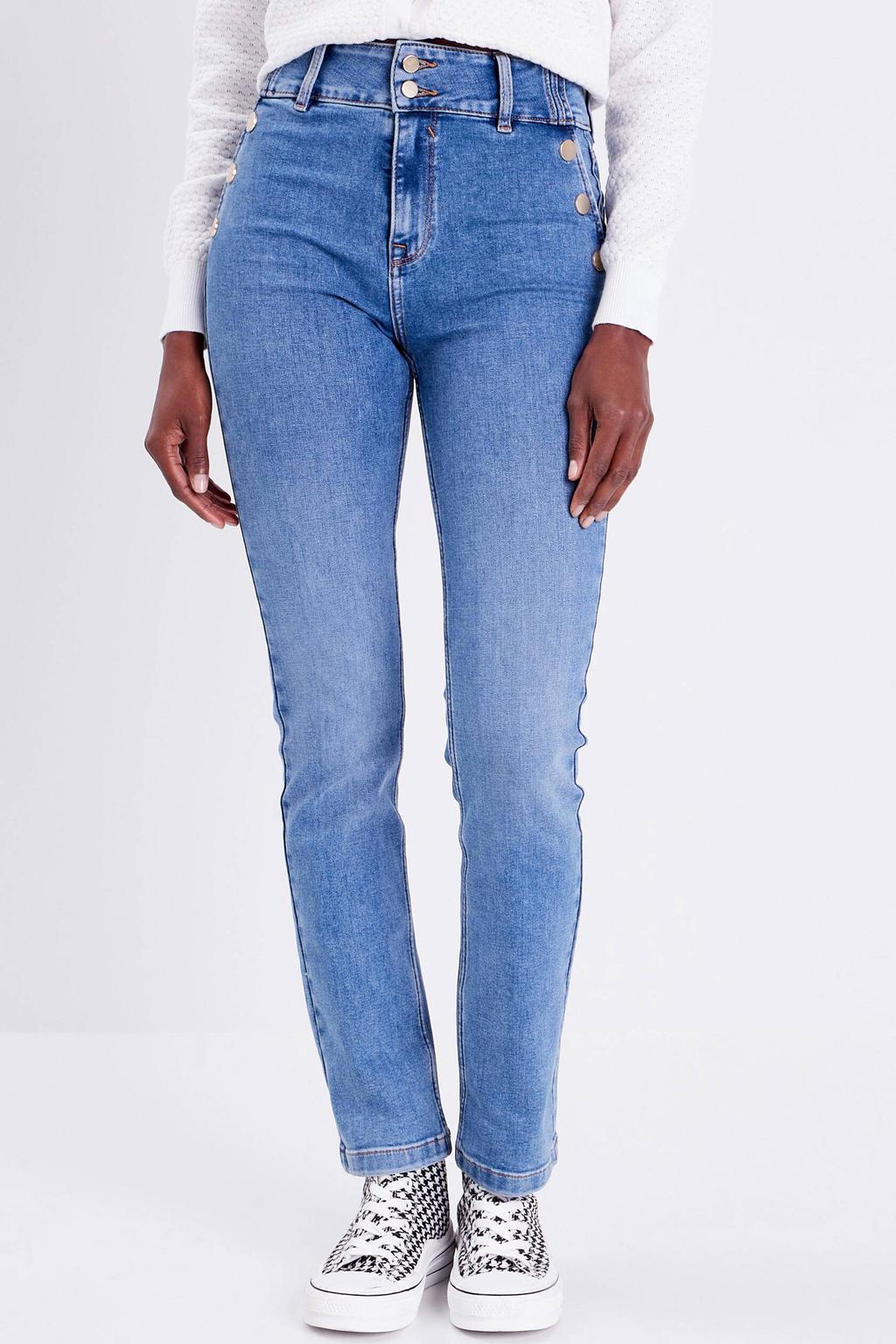 Cache Cache high waist straight leg jeans denim double stone | wehkamp