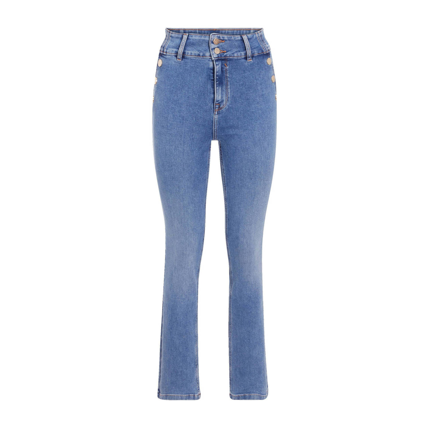 Cache high waist straight jeans denim double stone