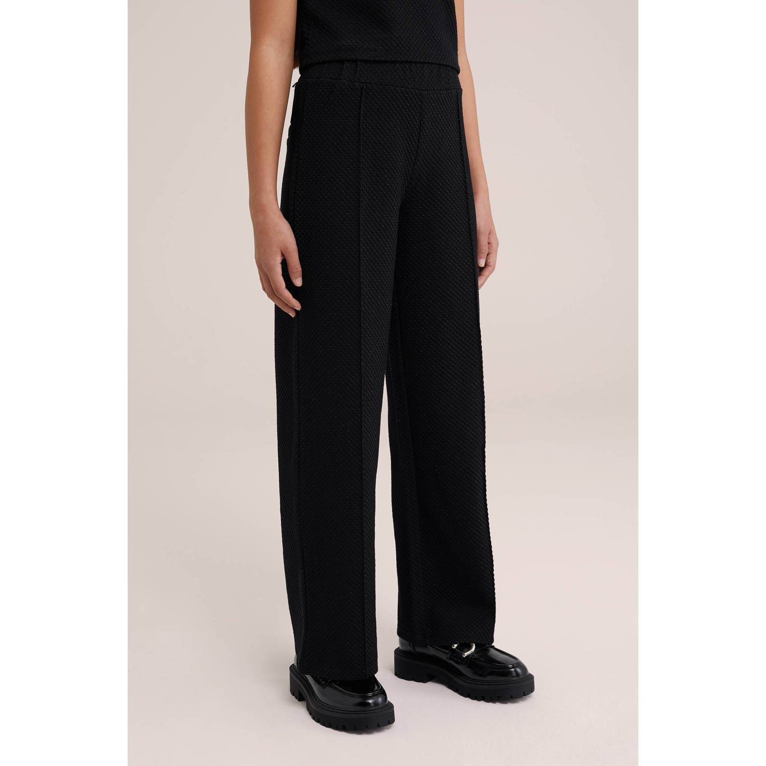 WE Fashion straight fit legging zwart Meisjes Polyester-katoen Effen 134